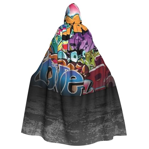 WYYDPPLK Lustiger Graffiti-Hip-Hop-Aufdruck, Kapuzenumhang für Erwachsene, Unisex, Halloween, Weihnachten, Cosplay-Umhang von WYYDPPLK