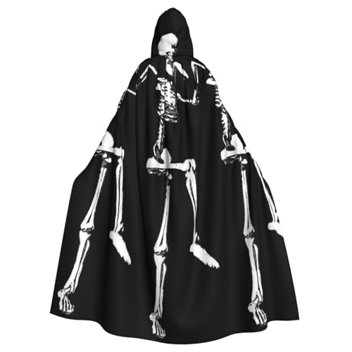 WYYDPPLK Lustiger Halloween-Umhang mit beweglichem Skelett-Totenkopf-Druck für Erwachsene – Unisex, Halloween, Weihnachten, Cosplay-Umhang von WYYDPPLK