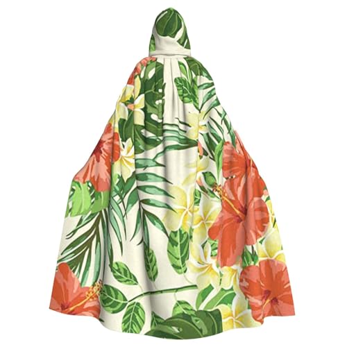 WYYDPPLK Lustiger Hojas Tropicales Y Flores Print Kapuzenumhang für Erwachsene – Unisex Halloween Weihnachten Cosplay Umhang von WYYDPPLK
