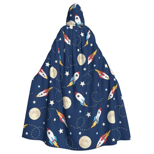 WYYDPPLK Lustiger Kapuzenumhang mit Rakete im Weltraum für Erwachsene – Unisex, Halloween, Weihnachten, Cosplay-Umhang von WYYDPPLK