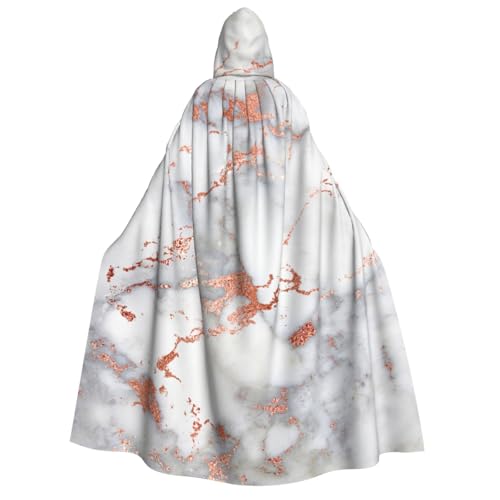 WYYDPPLK Lustiger Kapuzenumhang mit Roségold-Marmor-Druck für Erwachsene – Unisex, Halloween, Weihnachten und Ostern, Events, Cosplay-Umhang von WYYDPPLK