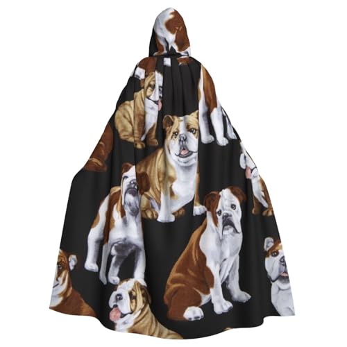 WYYDPPLK Lustiger Kapuzenumhang mit englischer Bulldogge für Erwachsene – Unisex, Halloween, Weihnachten, Cosplay-Umhang von WYYDPPLK