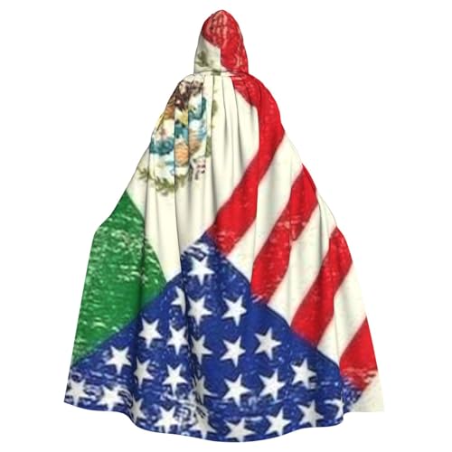 WYYDPPLK Lustiger Kapuzenumhang mit mexikanischer amerikanischer Flagge, für Erwachsene, Unisex, Halloween, Weihnachten, Cosplay von WYYDPPLK