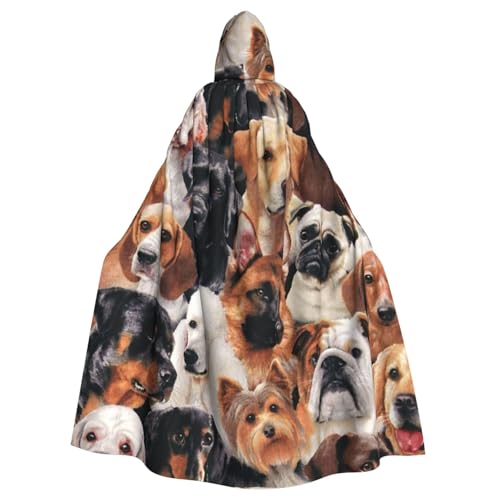 WYYDPPLK Lustiger Kapuzenumhang mit vielen Hunden für Erwachsene – Unisex, Halloween, Weihnachten, Cosplay-Umhang von WYYDPPLK