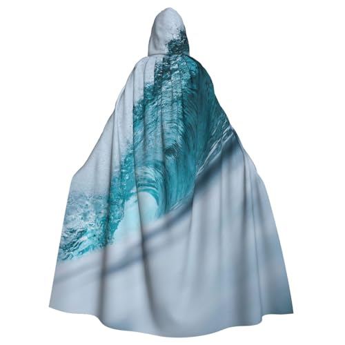 WYYDPPLK Lustiger Ozeangrüner Surf-Aufdruck, Kapuzenumhang für Erwachsene, Unisex, Halloween, Weihnachten, Cosplay von WYYDPPLK