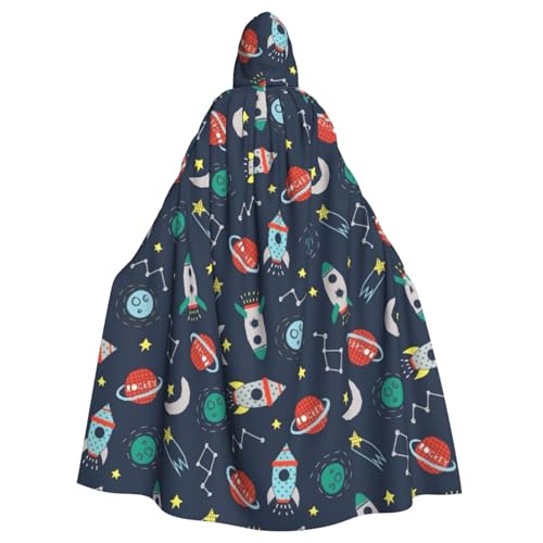 WYYDPPLK Lustiger Rocket Clipart Weltraumschiff Druck Kapuzenumhang für Erwachsene – Unisex Halloween Weihnachten Cosplay Umhang von WYYDPPLK