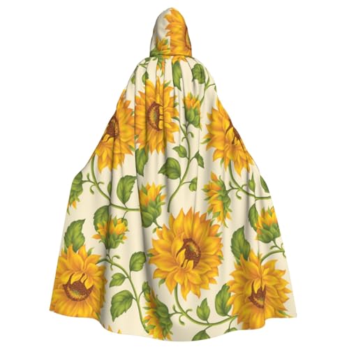 WYYDPPLK Lustiger Sonnenblumen-Umhang mit Kapuze für Erwachsene – Unisex, Halloween, Weihnachten, Cosplay-Umhang von WYYDPPLK