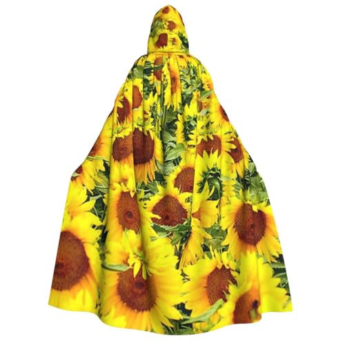 WYYDPPLK Lustiger Sonnenblumen-Umhang mit Kapuze für Erwachsene – Unisex, Halloween, Weihnachten und Ostern, Events, Cosplay-Umhang von WYYDPPLK