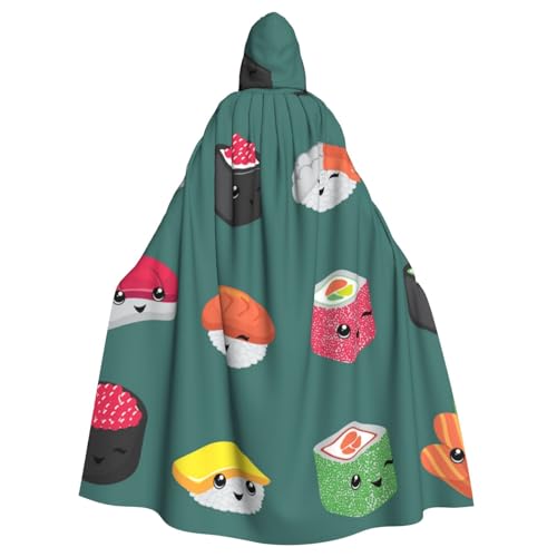 WYYDPPLK Lustiger Sushi-Druck Kapuzenumhang für Erwachsene – Unisex Halloween Weihnachten Cosplay Umhang von WYYDPPLK