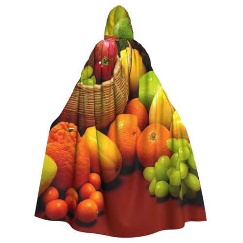WYYDPPLK Lustiger Umhang mit Kapuze für Erwachsene, Motiv: frisches Gemüse, Obst, Unisex, Halloween, Weihnachten, Cosplay von WYYDPPLK
