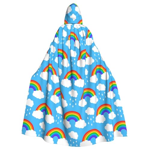 WYYDPPLK Lustiger Umhang mit Kapuze für Erwachsene – Unisex, Halloween, Weihnachten, Cosplay-Umhang mit Regenbogenwolken von WYYDPPLK