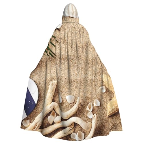 WYYDPPLK Lustiger Umhang mit Kapuze für Erwachsene mit Sandstrand und Palmen-Druck, Unisex, Halloween, Weihnachten, Cosplay von WYYDPPLK