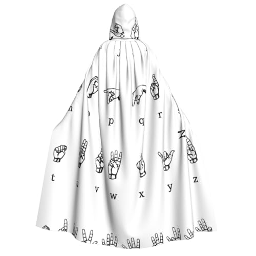 WYYDPPLK Lustiger Umhang mit Kapuze in Gebärdensprache, Alphabet-Druck, für Erwachsene, Unisex, Halloween, Weihnachten und Ostern, Cosplay-Umhang WYYDPPLK Lustiger Umhang mit Kapuze in Gebärdensprache, Alphabet-Druck, für Erwachsene, Unisex, Halloween, Weihnachten und Ostern, Cosplay-Umhang von WYYDPPLK