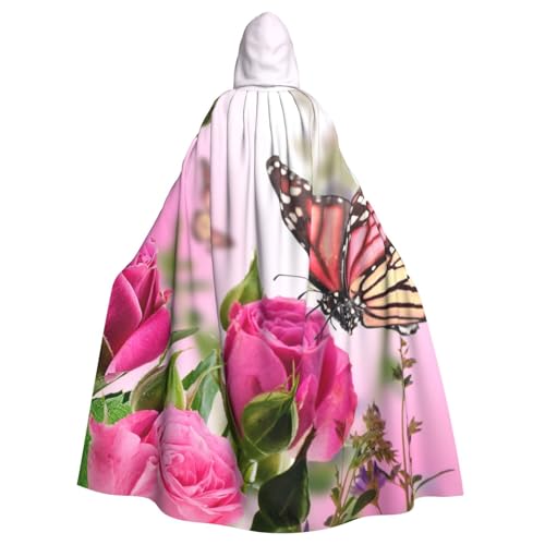 WYYDPPLK Lustiger Umhang mit Kapuze und Schmetterling, küssende Blumen, für Erwachsene, Unisex, Halloween, Weihnachten, Cosplay von WYYDPPLK