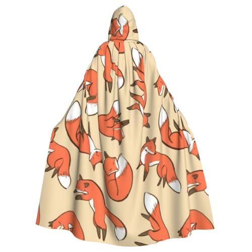 WYYDPPLK Lustiger Umhang mit vielen Füchsen und Kapuze für Erwachsene, Unisex, Halloween, Weihnachten, Cosplay von WYYDPPLK