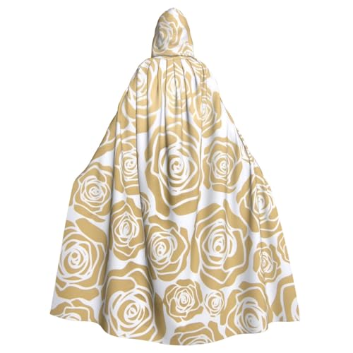 WYYDPPLK Lustiger Umhang mit vielen goldenen Blumen und Kapuze für Erwachsene – Unisex, Halloween, Weihnachten, Cosplay-Umhang von WYYDPPLK