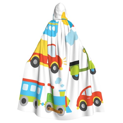 WYYDPPLK Lustiger abwechslungsreicher Transportaufdruck, Kapuzenumhang für Erwachsene, Unisex, Halloween, Weihnachten, Cosplay von WYYDPPLK