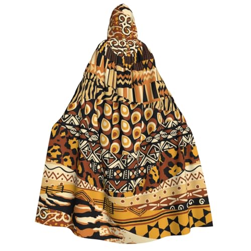 WYYDPPLK Lustiger afrikanischer Stil, Patchwork-Druck, Kapuzenumhang für Erwachsene, Unisex, Halloween, Weihnachten und Ostern, Events, Cosplay-Umhang von WYYDPPLK