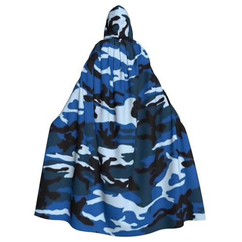 WYYDPPLK Lustiger blauer Camouflage-Umhang mit Kapuze für Erwachsene – Unisex, Halloween, Weihnachten, Cosplay-Umhang von WYYDPPLK