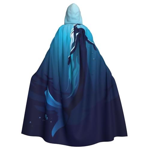 WYYDPPLK Lustiger blauer Meerjungfrauen-Umhang mit Kapuze für Erwachsene – Unisex, Halloween, Weihnachten, Cosplay-Umhang von WYYDPPLK