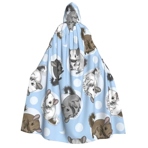 WYYDPPLK Lustiger blauer Umhang mit Chinchillas und Mond für Erwachsene, Unisex, Halloween, Weihnachten und Ostern, Cosplay-Umhang von WYYDPPLK