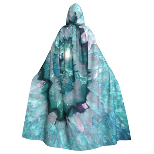 WYYDPPLK Lustiger blaugrüner Achat-Aufdruck, Kapuzenumhang für Erwachsene, Unisex, Halloween, Weihnachten, Cosplay von WYYDPPLK