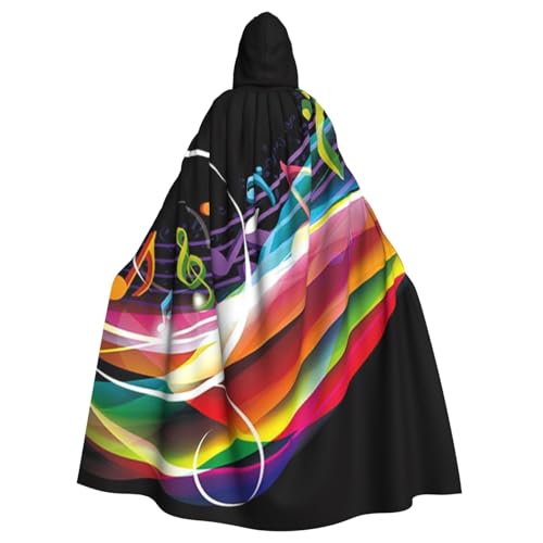 WYYDPPLK Lustiger farbenfroher Kapuzenumhang mit Musikdruck für Erwachsene – Unisex, Halloween, Weihnachten, Cosplay-Umhang von WYYDPPLK