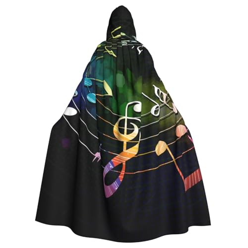 WYYDPPLK Lustiger farbenfroher Umhang mit Musiknoten und Kapuze für Erwachsene – Unisex, Halloween, Weihnachten, Cosplay-Umhang von WYYDPPLK