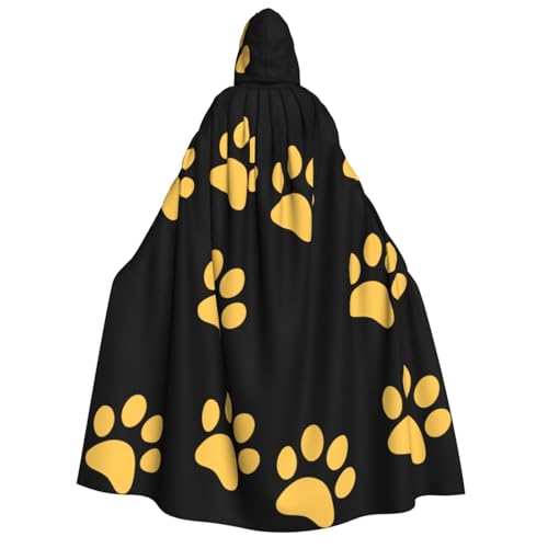 WYYDPPLK Lustiger goldener Kapuzenumhang mit Welpenklauen-Aufdruck für Erwachsene – Unisex, Halloween, Weihnachten und Ostern, Events, Cosplay-Umhang von WYYDPPLK