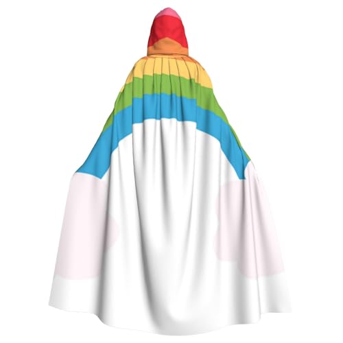 WYYDPPLK Lustiger kleiner Regenbogen-Aufdruck, Kapuzenumhang für Erwachsene, Unisex, Halloween, Weihnachten, Cosplay-Umhang von WYYDPPLK