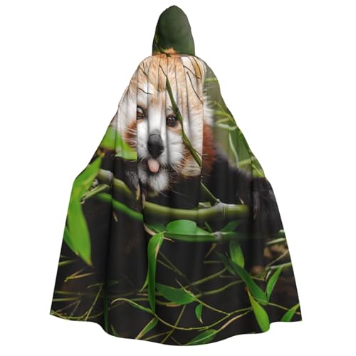 WYYDPPLK Lustiger kleiner roter Panda-Aufdruck, Kapuzenumhang für Erwachsene, Unisex, Halloween, Weihnachten und Ostern, Events, Cosplay-Umhang von WYYDPPLK