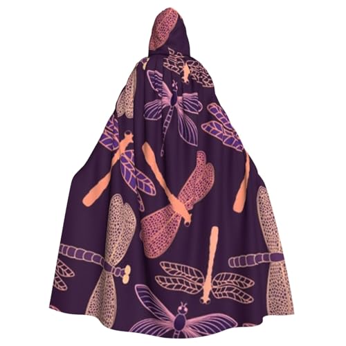 WYYDPPLK Lustiger lila Libellen-Aufdruck, Kapuzenumhang für Erwachsene, Unisex, Halloween, Weihnachten, Cosplay von WYYDPPLK
