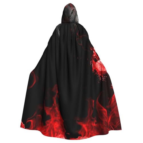 WYYDPPLK Lustiger rot-schwarz-weißer abstrakter Aufdruck, Kapuzenumhang für Erwachsene – Unisex, Halloween, Weihnachten, Cosplay-Umhang von WYYDPPLK
