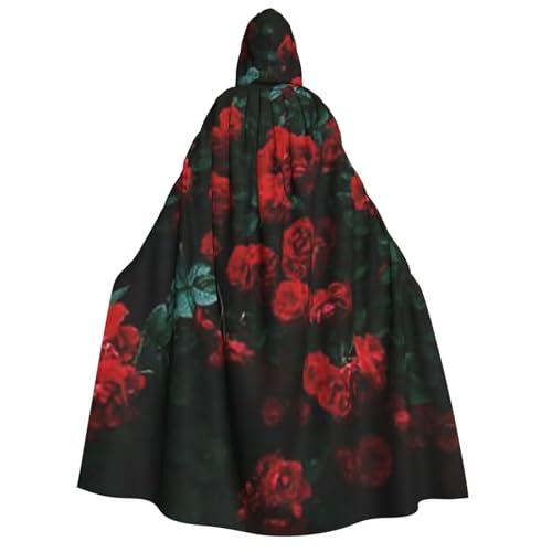 WYYDPPLK Lustiger roter und schwarzer Rosen-Umhang mit Kapuze für Erwachsene – Unisex, Halloween, Weihnachten und Ostern, Events, Cosplay-Umhang von WYYDPPLK