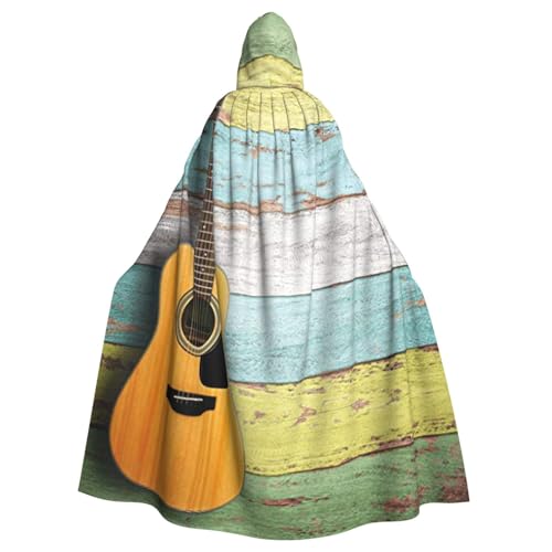WYYDPPLK Lustiger schöner Kapuzenumhang mit Gitarren-Druck für Erwachsene – Unisex, Halloween, Weihnachten, Cosplay-Umhang von WYYDPPLK
