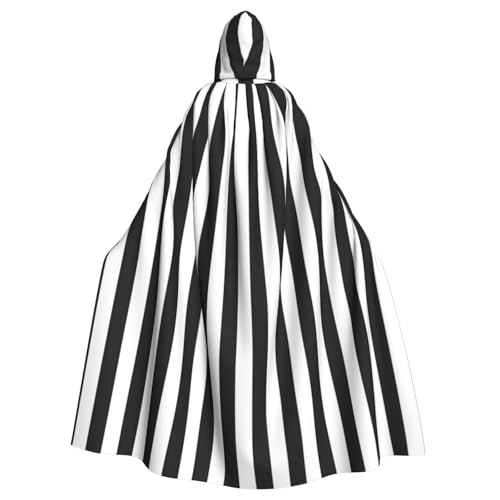 WYYDPPLK Lustiger schwarz-weißer gestreifter Kapuzenumhang für Erwachsene – Unisex, Halloween, Weihnachten, Cosplay, Umhang von WYYDPPLK