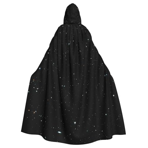 WYYDPPLK Lustiger schwarzer Kapuzenumhang mit Glitzer-Druck für Erwachsene – Unisex, Halloween, Weihnachten, Cosplay-Umhang von WYYDPPLK