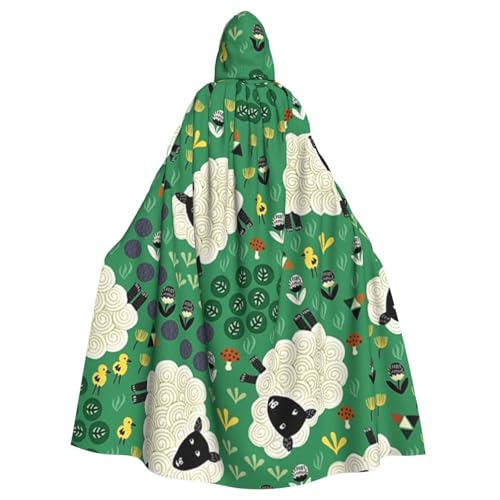 WYYDPPLK Lustiger süßer Cartoon-Schaf-Aufdruck, Kapuzenumhang für Erwachsene, Unisex, Halloween, Weihnachten, Cosplay von WYYDPPLK