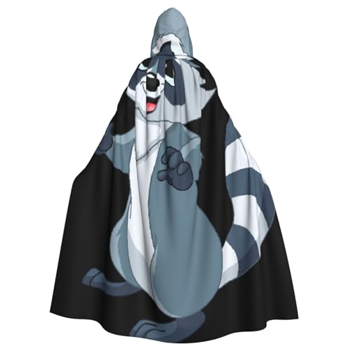 WYYDPPLK Lustiger süßer Waschbär-Aufdruck, Kapuzenumhang für Erwachsene, Unisex, Halloween, Weihnachten, Cosplay-Umhang von WYYDPPLK