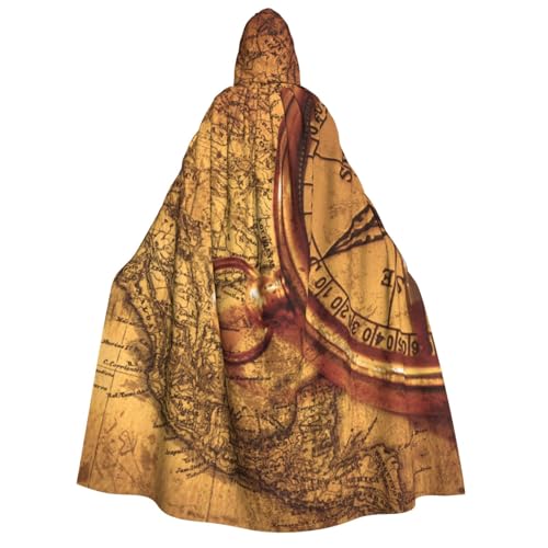 WYYDPPLK Lustiges Gesetz des Kompass-Navigationsdrucks, Kapuzenumhang für Erwachsene, Unisex, Halloween, Weihnachten und Ostern, Cosplay-Umhang von WYYDPPLK
