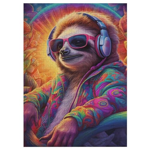 Faultier 300 Teile Holzpuzzle,einzigartiges Puzzle, Geschenk Für Erwachsene,Familienspiel,Herausforderungsaktivität,42×30cm von WYYLLLL