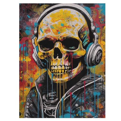 Graffiti-Totenkopfmuster Holzpuzzle 500 Teile,Puzzles Für Erwachsene, Impossible Puzzle, Kinder Legespiel 55×41cm Graffiti-Totenkopfmuster Holzpuzzle 500 Teile,Puzzles Für Erwachsene, Impossible Puzzle, Kinder Legespiel 55×41cm von WYYLLLL