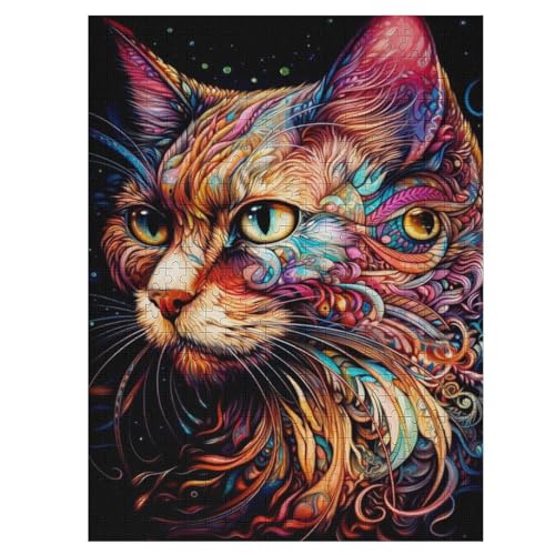 Katze Holzpuzzle 500 Teile Klassische Puzzles Erwachsene Kinder Puzzle DIY Kit Holzspielzeug Einzigartiges Geschenk 55×41cm Katze Holzpuzzle 500 Teile Klassische Puzzles Erwachsene Kinder Puzzle DIY Kit Holzspielzeug Einzigartiges Geschenk 55×41cm von WYYLLLL