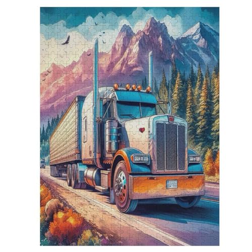 LKW Holzpuzzle 500 Teile, Knobelspiele Für Erwachsene, Teenager, Puzzles Unmögliche - Kinder Puzzle Zimmer Deko 55×41cm von WYYLLLL