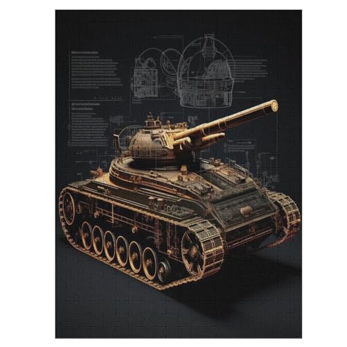 Panzer Holzpuzzle 500 Teile, Knobelspiele Für Erwachsene, Teenager, Puzzles Unmögliche - Kinder Puzzle Zimmer Deko 55×41cm von WYYLLLL