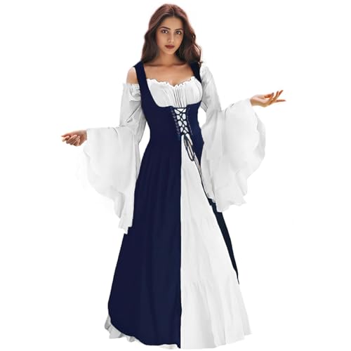 Renaissance-Kleid für Damen, mittelalterliches Kleid, Renaissance-Outfit, irisches Kleid, Halloween-Kostüm für Damen, Marineblau, XX-Large-3X-Large Renaissance-Kleid für Damen, mittelalterliches Kleid, Renaissance-Outfit, irisches Kleid, Halloween-Kostüm für Damen, Marineblau, XX-Large-3X-Large von WYZJL