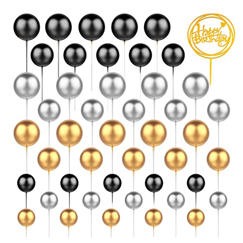 46 Stück Tortendeko Kugeln, Kuchen Dekoration Kugeln Mini Luftballons Tortenaufsatz Cupcake Topper Happy Birthday Cake Topper DIY Kuchen Topper für Geburtstag Hochzeit Hochzeitstag Babyparty (3) von WZDTNL