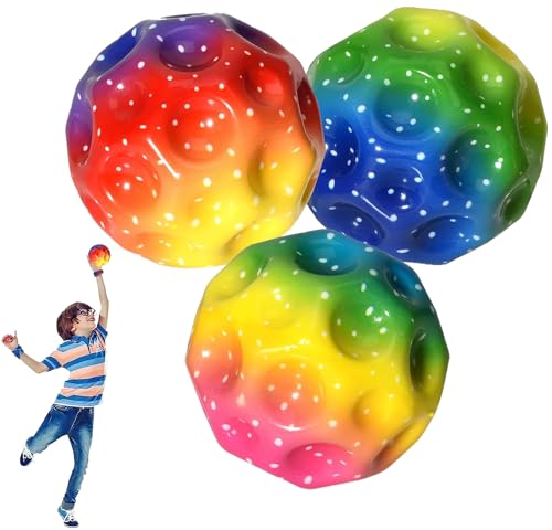 Astro Jump Ball, 3 Stück Mondball, Weltraum Ball, hoher springender Globe Jump Ball, ein knallender Sound, springt Gummiball, Galaxy Ball, Mini Bouncing Ball Spielzeug, hüpfender Jumpball für Kinder von WZTCIBUR