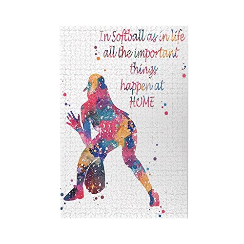 Softball-Spieler-Aquarelldruck, 500 Teile, Puzzle, großes Kunstpuzzle für Erwachsene und Kinder, Holzpuzzle für aktives Denken, Party-Unterhaltung, tolles Geschenk für Freunde und Familie Softball-Spieler-Aquarelldruck, 500 Teile, Puzzle, großes Kunstpuzzle für Erwachsene und Kinder, Holzpuzzle für aktives Denken, Party-Unterhaltung, tolles Geschenk für Freunde und Familie von WZVZGZ