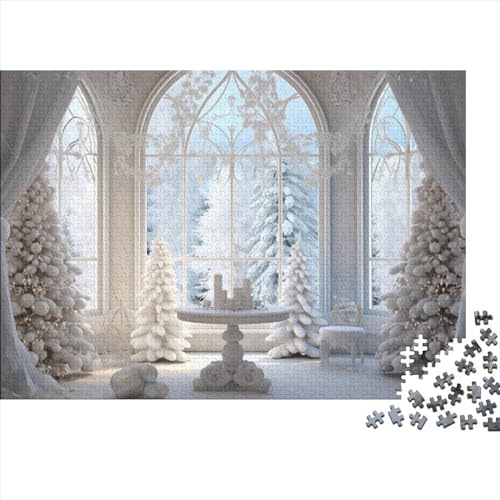 Dorf 1000 Teile Holz Winterthemen Puzzle Für Erwachsene - Hausdekoration, Intellektuelles Spiel, Stressabbau, Bildungswert, Premium & Langlebig (1000pcs (75x50cm)) von WZXYMXDP